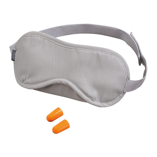 alfo essentials Gepolsterte Schlafmaske mit zwei Ohrstöpseln, grau
