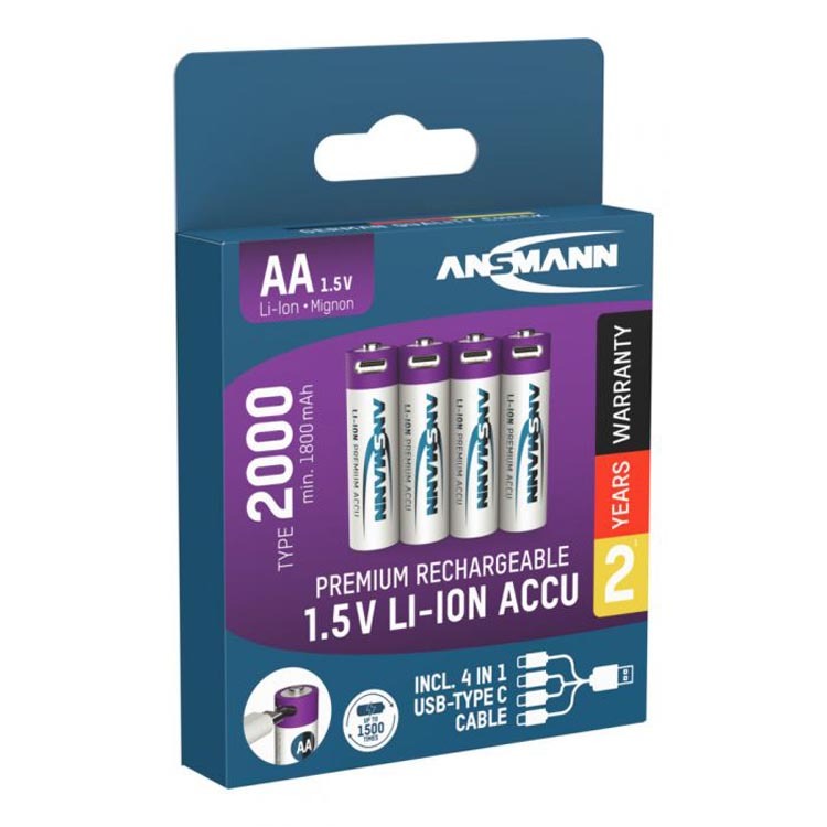 Ansmann Akku Mignon AA 2000 4er - Typ USB C (1800mAh) 4013674193974