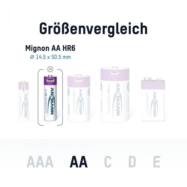 Ansmann Akku Mignon AA 2000 4er - Typ USB C (1800mAh) 4013674193974