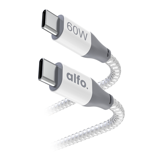 Alfo essentials USB-C Kabel Nylon, weiß, 1,5m