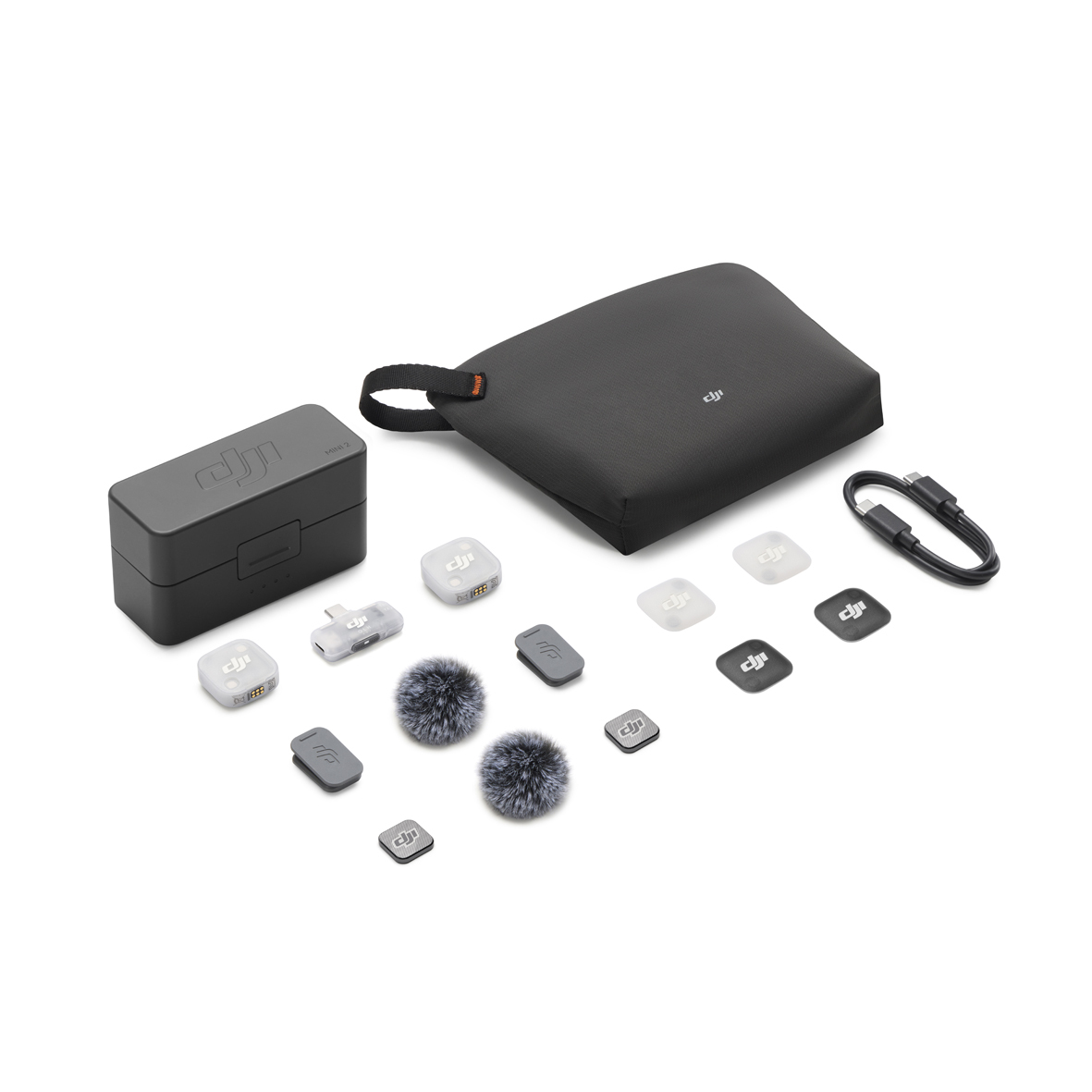 DJI MIC Mini 2 (2 TX + 1 Mobile RX+Charg Case), Empfänger, Sender, Ladeschale, Funkmikrofonsystem